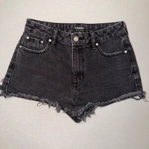 PLAYBOY Black Denim Frayed Hem Women's Shorts by pacsun size 25